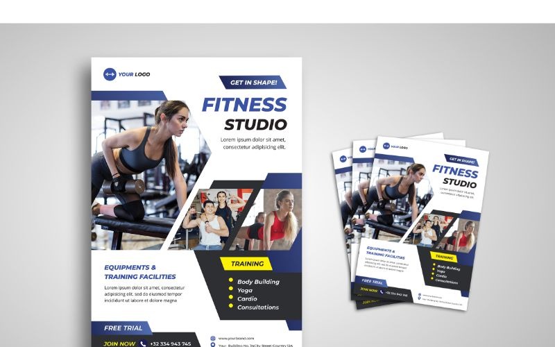 Flyer  Fitness Studio - Corporate Identity Template