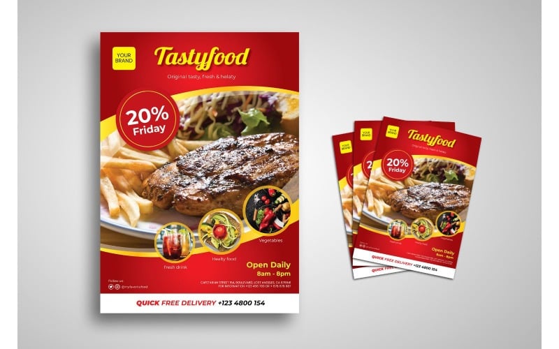 Download Фирменный стиль "Flyer  Food Promo - Corporate Identity Template" / Flyer  Food Promo - Corporate Identity Template - Фирменный стиль на тему графика background,banner,brochure,cooking,creative,delivery,dessert,eastern,flyer,flyer design,flyer psd template,food,fresh,healthy,layout,leaflet,lunch,main,courses,meal