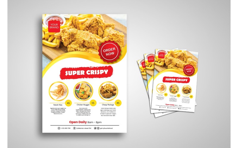Flyer Fried Chicken - Vorlage für Corporate Identity