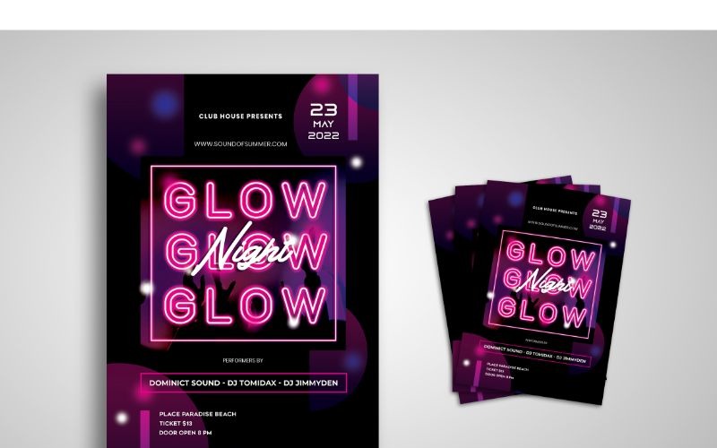 Download Фирменный стиль "Flyer  Glow Night - Corporate Identity Template" / Flyer  Glow Night - Corporate Identity Template - Фирменный стиль на тему графика flyer,flyer design,flyer psd template,photoshops,template,background