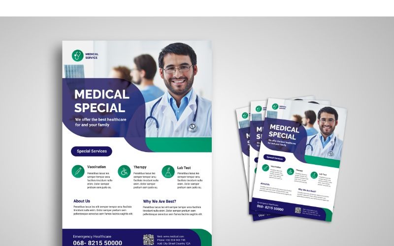 Download Фирменный стиль "Flyer  Medical Special Service 2 - Corporate Identity Template" / Flyer  Medical Special Service 2 - Corporate Identity Template - Фирменный стиль на тему графика flyer,flyer design,flyer psd template,photoshops,template,background