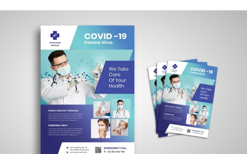 Download Фирменный стиль "Flyer  Covid-19 - Corporate Identity Template" / Flyer  Covid-19 - Corporate Identity Template - Фирменный стиль на тему графика flyer,flyer design,flyer psd template,photoshops,template,background