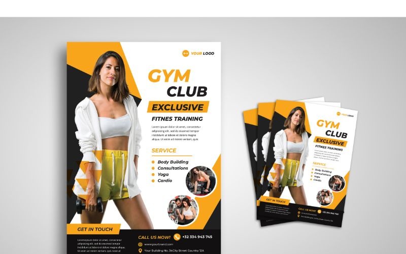 Download Фирменный стиль "Flyer  Gym Club - Corporate Identity Template" / Flyer  Gym Club - Corporate Identity Template - Фирменный стиль на тему графика flyer,flyer design,flyer psd template,photoshops,template,background