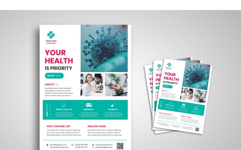 Download Фирменный стиль "Flyer  Health Service 2 - Corporate Identity Template" / Flyer  Health Service 2 - Corporate Identity Template - Фирменный стиль на тему графика flyer,flyer design,flyer psd template,photoshops,template,background
