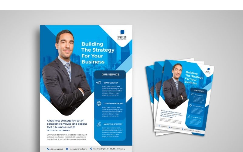 Download Фирменный стиль "Flyer  Strategy Business 3 - Corporate Identity Template" / Flyer  Strategy Business 3 - Corporate Identity Template - Фирменный стиль на тему графика flyer,flyer design,flyer psd template,photoshops,template,background