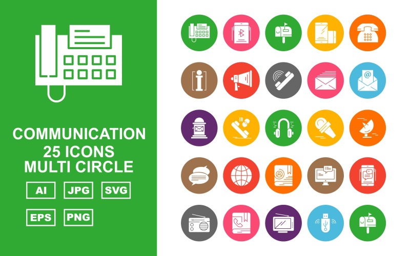 Набор иконок 25 Premium Communication Multi Circle