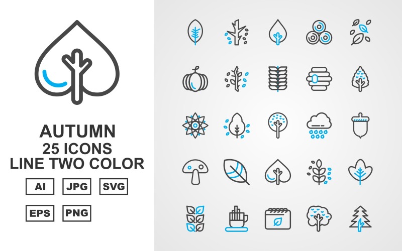 Download Набор иконок "25 Premium Autumn Line Two Color Icon Set" / 25 Premium Autumn Line Two Color Icon Set - Набор иконок на тему weather leaf,tree,leaves,tea cup,schedule,yard,pine,wood,pumpkin,flower,honeycomb,cloud,nut,mushroom,icon,icons