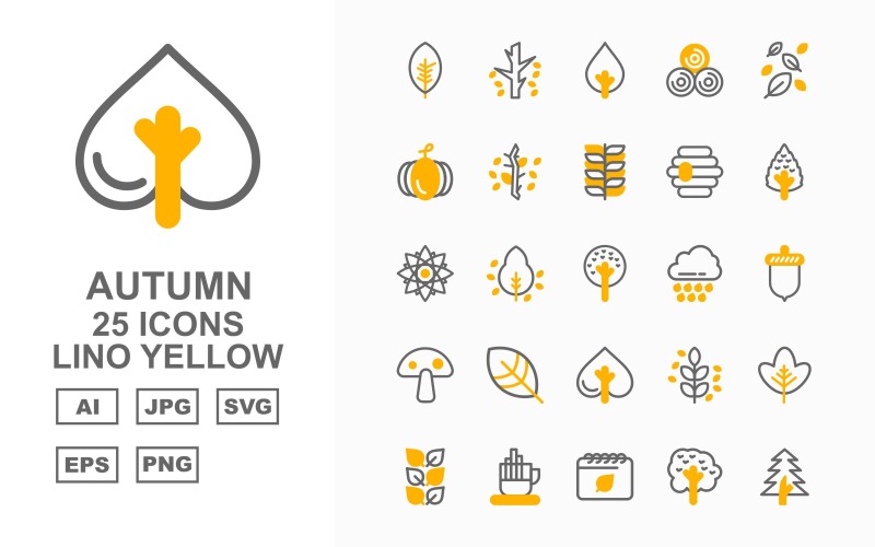 Download Набор иконок "25 Premium Autumn Lino Yellow Icon Set" / 25 Premium Autumn Lino Yellow Icon Set - Набор иконок на тему weather leaf,tree,leaves,tea cup,schedule,yard,pine,wood,pumpkin,flower,honeycomb,cloud,nut,mushroom,icon,icons