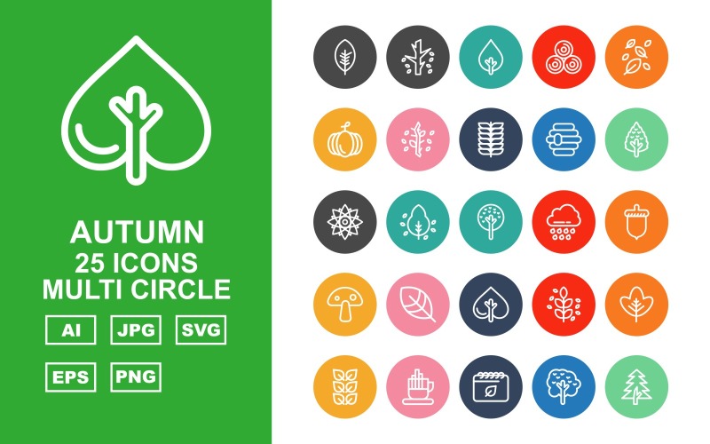 25 преміум осінній Multi Circle Icon Set