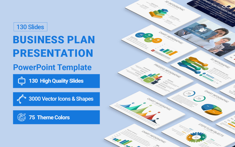 Businessplan presentatiediagrammen PowerPoint-sjabloon