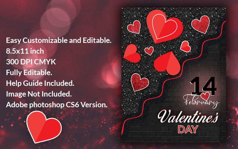 День Святого Валентина плакат PSD шаблон