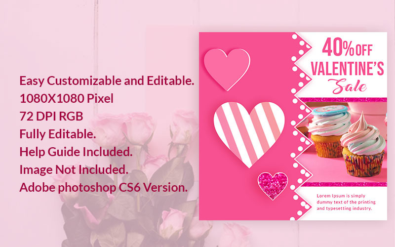 Valentines Sale Banner PSD Template PSD Template №155599