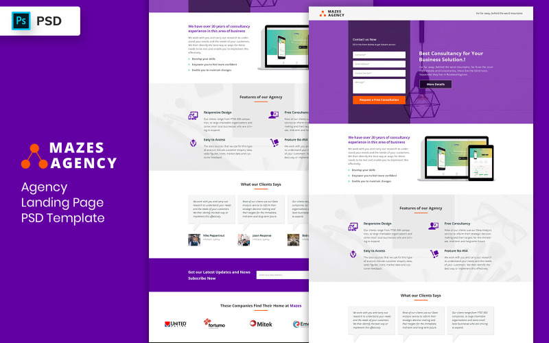 Agency Landing Page Template UI-elementen