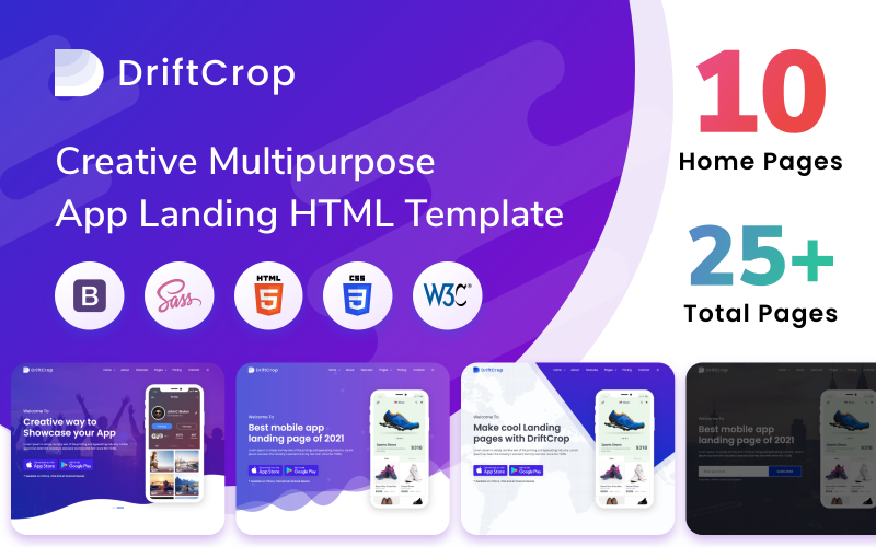 DriftCrop - Schone multifunctionele bestemmingspagina-sjabloon