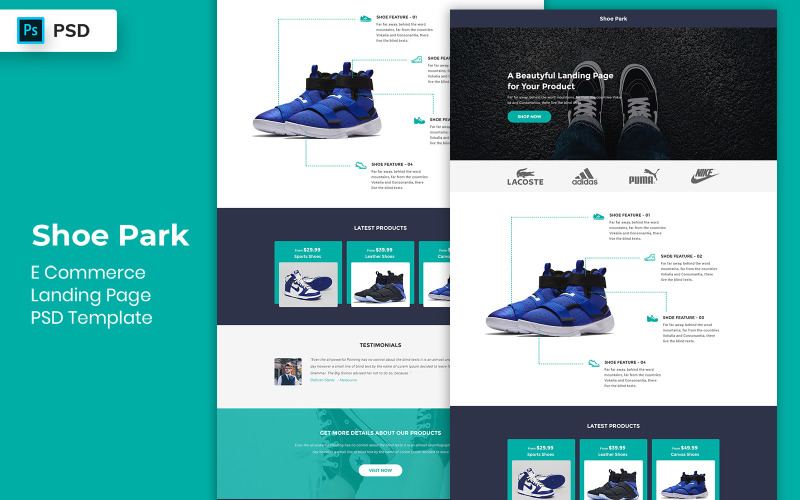 E-commerce bestemmingspagina sjabloon UI-elementen