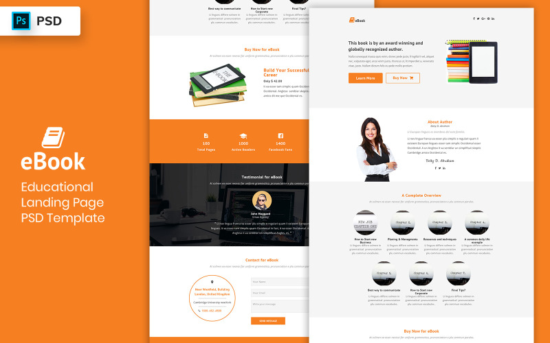 Ebook Landing Page Template UI-Elemente