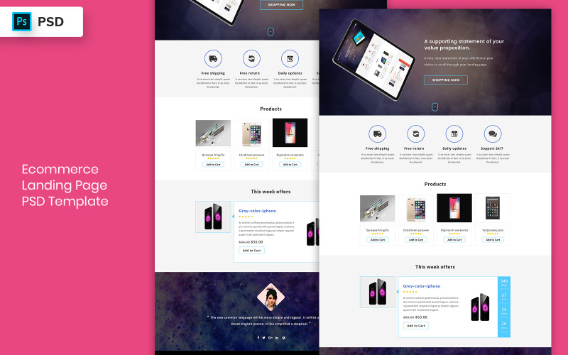 Download UI элементы "Ecommerce Landing Page Template UI Elements" / Ecommerce Landing Page Template UI Elements - UI элементы на тему графика landing page,landing,website,web design,agency,studio,digital,uidesign,business,saas,analytics,dashboard,promotion,agent,sales,offer,event,conference,mobile app,restaurant