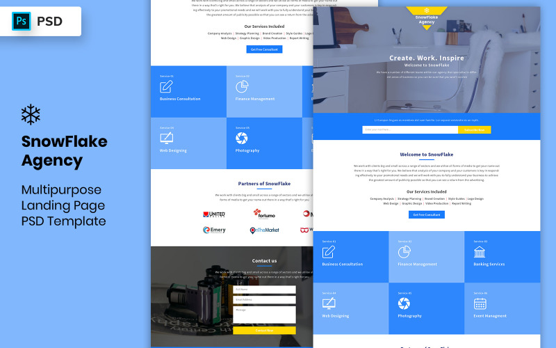 Éléments d'interface utilisateur du modèle de page de destination polyvalente