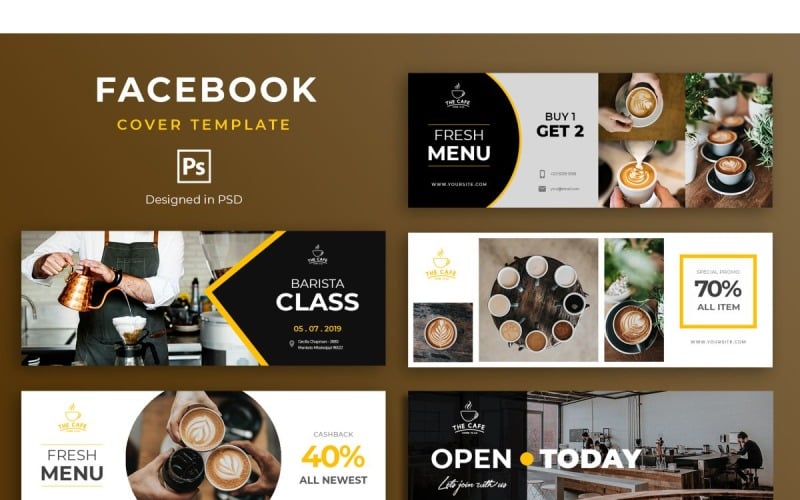 Download Шаблон для соцсетей "Facebook Template Coffee for Social Media" / Facebook Template Coffee for Social Media - Шаблон для соцсетей на тему графика adobe photoshop,brand,business,cover,facebook,information,product,profile,promotions,services,share,social media,template,trending,website