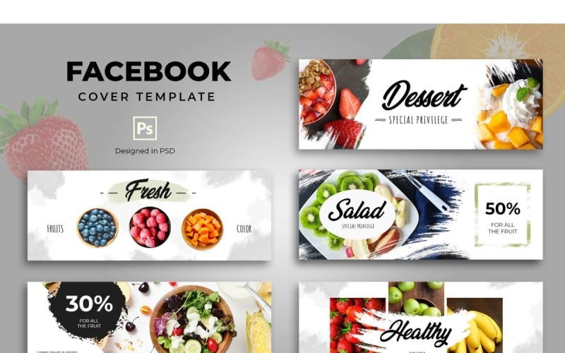 Download Шаблон для соцсетей "Facebook Template Dessert for Social Media" / Facebook Template Dessert for Social Media - Шаблон для соцсетей на тему графика adobe photoshop,brand,business,cover,facebook,information,product,profile,promotions,services,share,social media,template,trending,website
