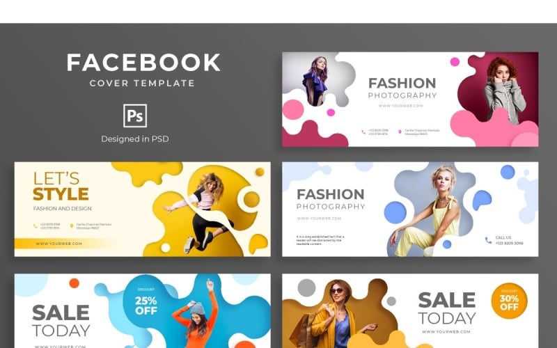 Download Шаблон для соцсетей "Facebook Template Fashion Photography for Social Media" / Facebook Template Fashion Photography for Social Media - Шаблон для соцсетей на тему графика adobe photoshop,brand,business,cover,facebook,information,product,profile,promotions,services,share,social media,template,trending,website