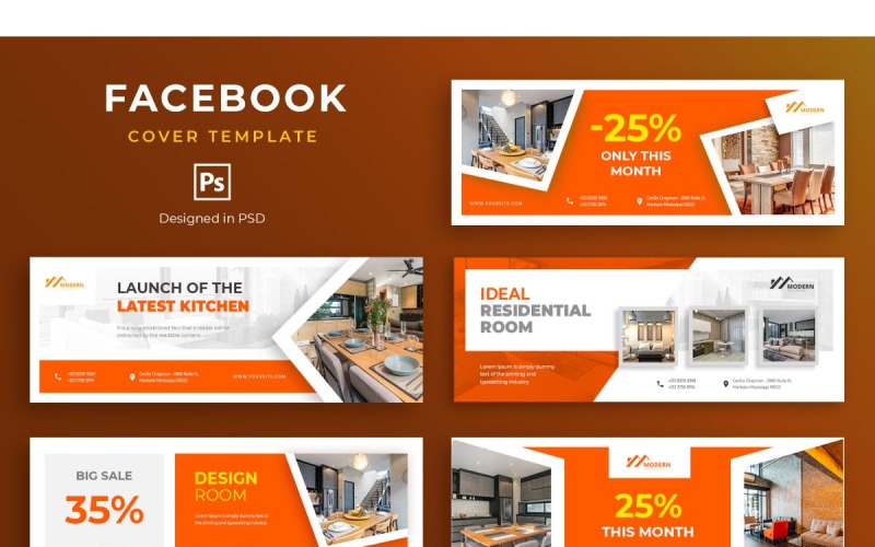 Download Шаблон для соцсетей "Facebook Template Latest Kitchen for Social Media" / Facebook Template Latest Kitchen for Social Media - Шаблон для соцсетей на тему графика adobe photoshop,brand,business,cover,facebook,information,product,profile,promotions,services,share,social media,template,trending,website