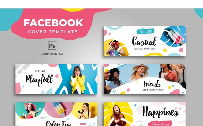 Download Шаблон для соцсетей "Facebook Template Playfull for Social Media" / Facebook Template Playfull for Social Media - Шаблон для соцсетей на тему графика adobe photoshop,brand,business,cover,facebook,information,product,profile,promotions,services,share,social media,template,trending,website