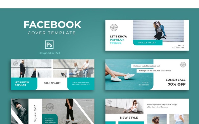 Download Шаблон для соцсетей "Facebook Template Popular Trends for Social Media" / Facebook Template Popular Trends for Social Media - Шаблон для соцсетей на тему графика adobe photoshop,brand,business,cover,facebook,information,product,profile,promotions,services,share,social media,template,trending,website