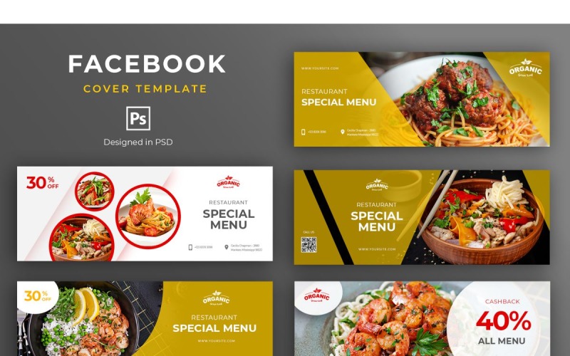 Download Шаблон для соцсетей "Facebook Template Special Menu for Social Media" / Facebook Template Special Menu for Social Media - Шаблон для соцсетей на тему графика adobe photoshop,brand,business,cover,facebook,information,product,profile,promotions,services,share,social media,template,trending,website