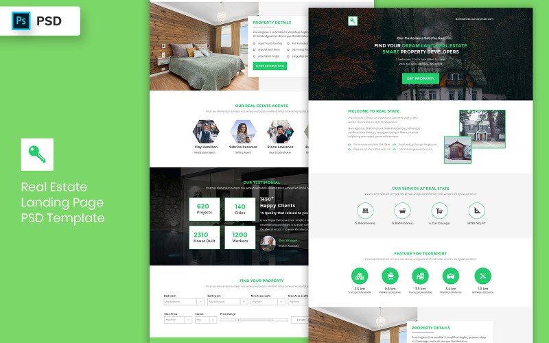 Immobilien Landing Page PSD Template-02 UI-Elemente
