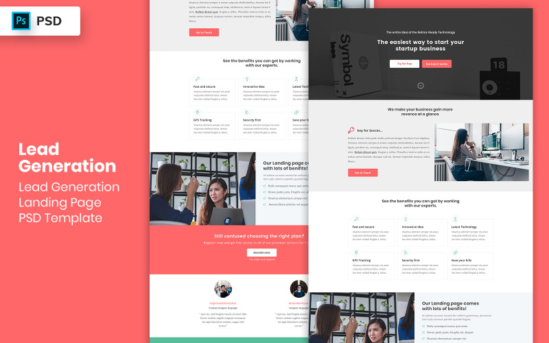 Lead Generation Landing Page Template UI Elements