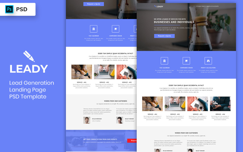 Lead Generation Landing Page Template UI Elements