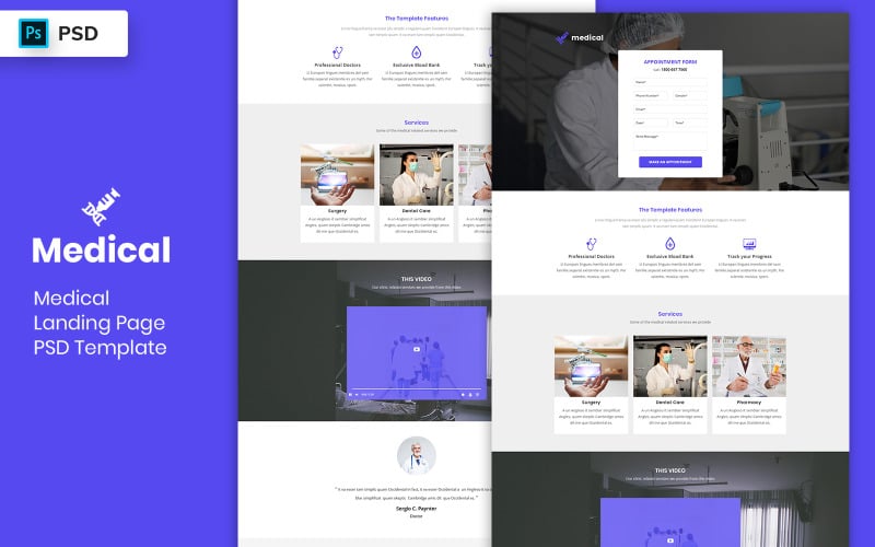 Medical Landing Page Template UI Elements