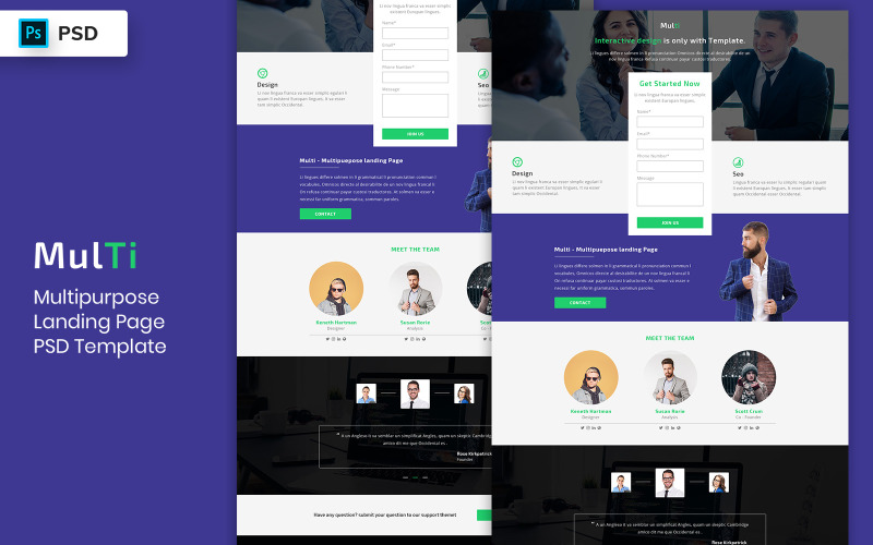Multipurpose Landing Page Template UI Elements