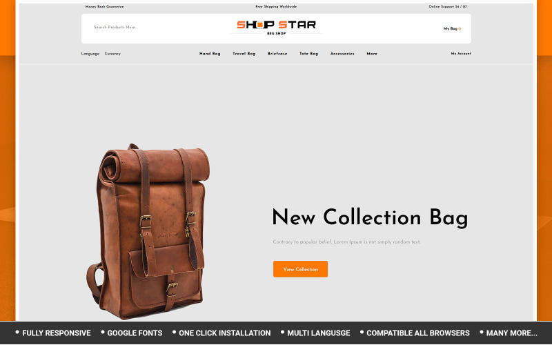 Shopstar - шаблон магазину сумки OpenCart