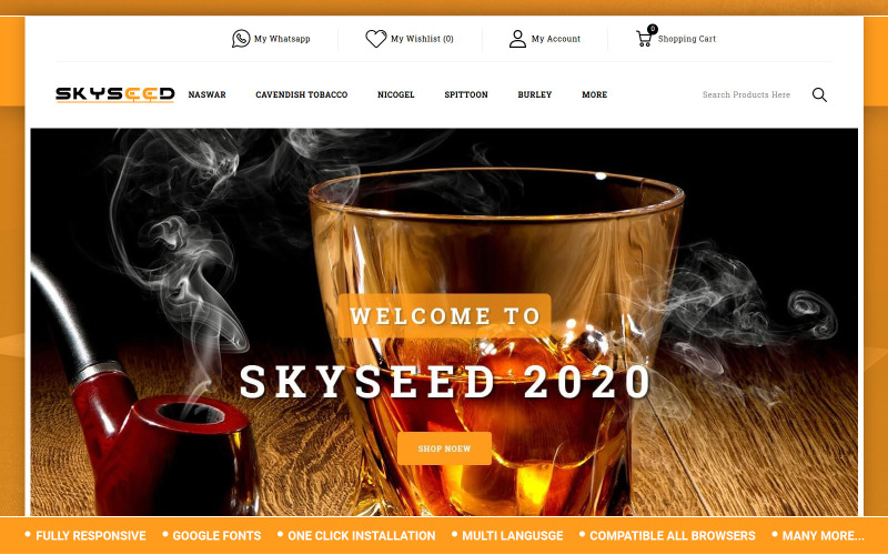 Skyseed - OpenCart-Vorlage für den Tabakladen