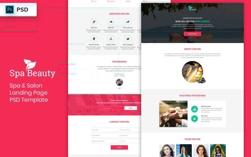 Download UI элементы "Spa &amp; Salon Landing Page Template UI Elements" / Spa &amp; Salon Landing Page Template UI Elements - UI элементы на тему графика landing page,landing,website,web design,agency,studio,digital,uidesign,business,saas,analytics,dashboard,promotion,agent,sales,offer,event,conference,mobile app,restaurant