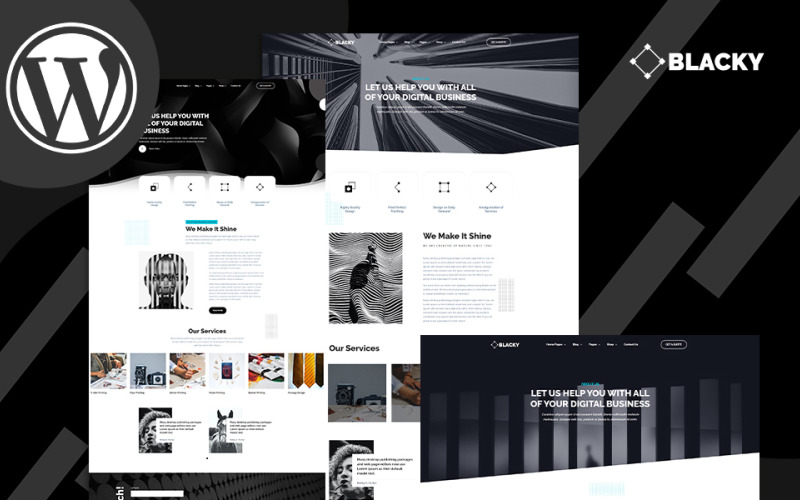 Tema WordPress Blacky Minimal Dark Agência Digital