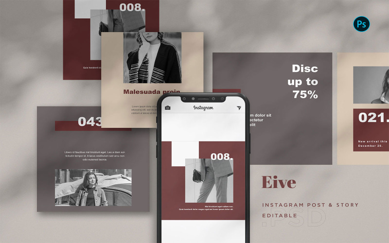 Download Шаблон для соцсетей "Eive - Instagram Templates BL for Social Media" / Eive - Instagram Templates BL for Social Media - Шаблон для соцсетей на тему графика instagram,post,feed,story,social,promotion,business,services,product,pack,company,sale,invitation,branding,apparel