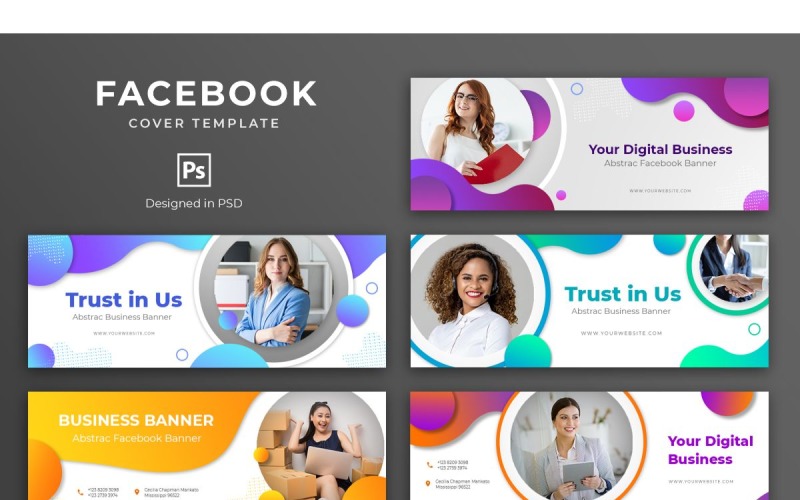 Download Шаблон для соцсетей "Facebook Template Digital Business for Social Media" / Facebook Template Digital Business for Social Media - Шаблон для соцсетей на тему графика adobe photoshop,brand,business,cover,facebook,information,product,profile,promotions,services,share,social media,template,trending,website
