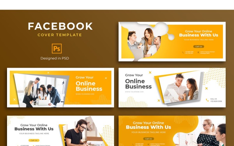 Download Шаблон для соцсетей "Facebook Template Online Business for Social Media" / Facebook Template Online Business for Social Media - Шаблон для соцсетей на тему графика adobe photoshop,brand,business,cover,facebook,information,product,profile,promotions,services,share,social media,template,trending,website