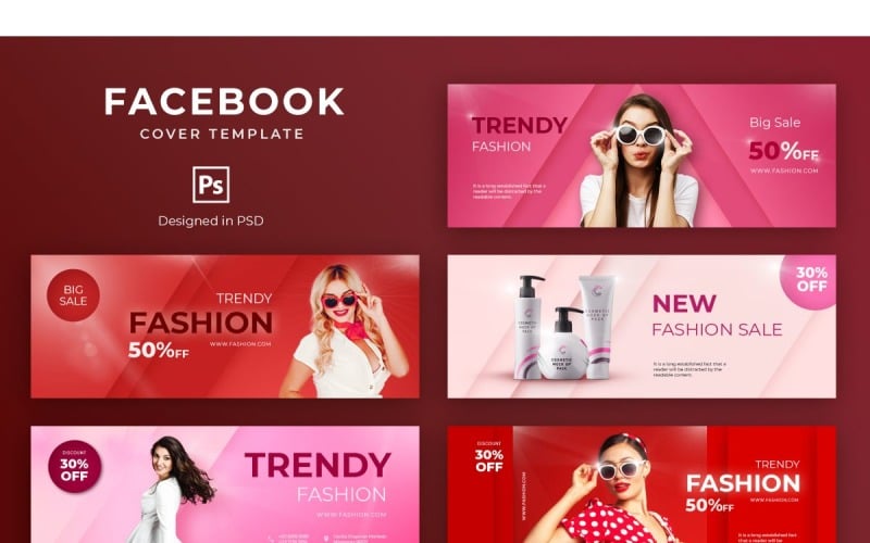 Download Шаблон для соцсетей "Facebook Template Women Fashion for Social Media" / Facebook Template Women Fashion for Social Media - Шаблон для соцсетей на тему графика adobe photoshop,brand,business,cover,facebook,information,product,profile,promotions,services,share,social media,template,trending,website