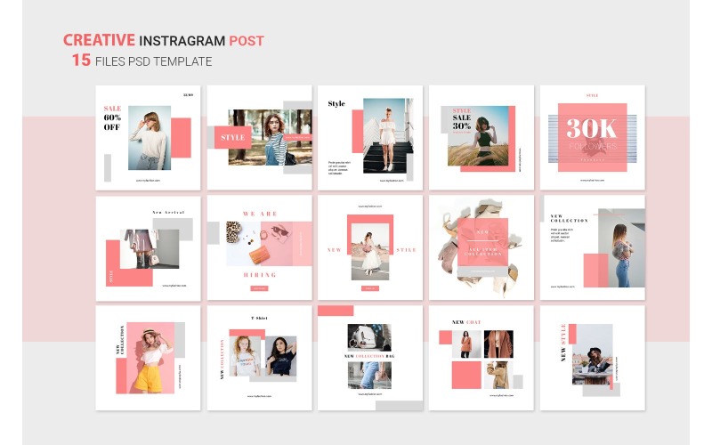 Download Шаблон для соцсетей "Instagram Template Beauty Fashion for Social Media" / Instagram Template Beauty Fashion for Social Media - Шаблон для соцсетей на тему графика adobe photoshop,brand,casual,instagram,lifestyle,online,platform,posts,potraits,shop,social media,stories,template,trendy