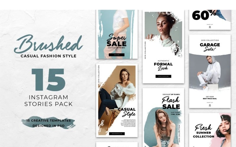 Download Шаблон для соцсетей "Instagram Template Brushed Casual Fashion Style for Social Media" / Instagram Template Brushed Casual Fashion Style for Social Media - Шаблон для соцсетей на тему графика adobe photoshop,brand,casual,instagram,lifestyle,online,platform,posts,potraits,shop,social media,stories,template,trendy