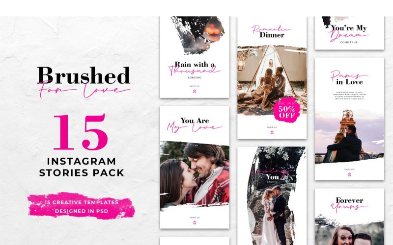 Download Шаблон для соцсетей "Instagram Template Brushed For Love for Social Media" / Instagram Template Brushed For Love for Social Media - Шаблон для соцсетей на тему графика adobe photoshop,brand,casual,instagram,lifestyle,online,platform,posts,potraits,shop,social media,stories,template,trendy