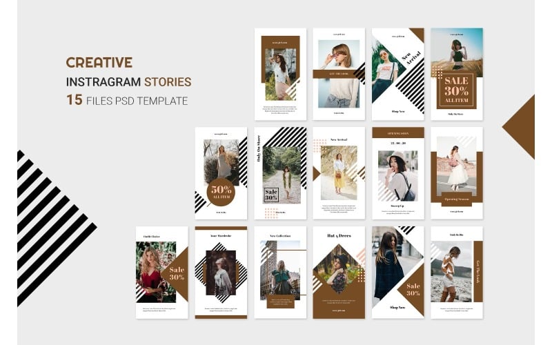 Download Шаблон для соцсетей "Instagram Template Creative for Social Media" / Instagram Template Creative for Social Media - Шаблон для соцсетей на тему графика adobe photoshop,brand,casual,instagram,lifestyle,online,platform,posts,potraits,shop,social media,stories,template,trendy