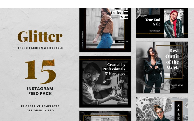 Download Шаблон для соцсетей "Instagram Template Glitter for Social Media" / Instagram Template Glitter for Social Media - Шаблон для соцсетей на тему графика adobe photoshop,brand,casual,instagram,lifestyle,online,platform,posts,potraits,shop,social media,stories,template,trendy