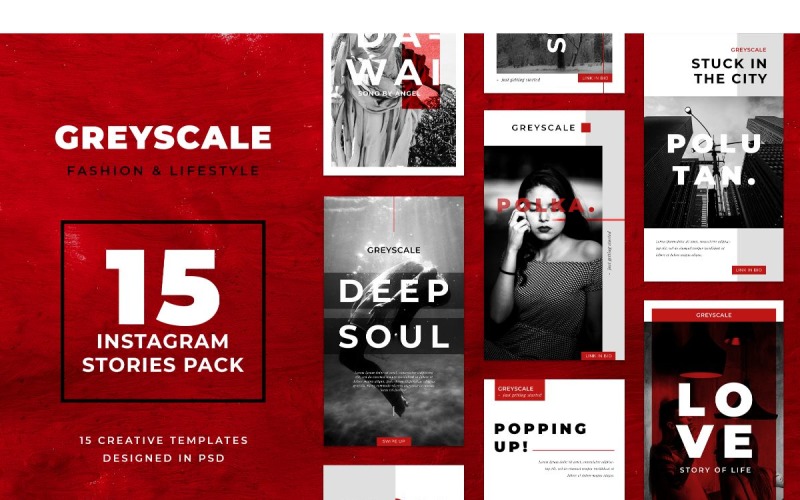 Download Шаблон для соцсетей "Instagram Template Greyscale for Social Media" / Instagram Template Greyscale for Social Media - Шаблон для соцсетей на тему графика adobe photoshop,brand,casual,instagram,lifestyle,online,platform,posts,potraits,shop,social media,stories,template,trendy