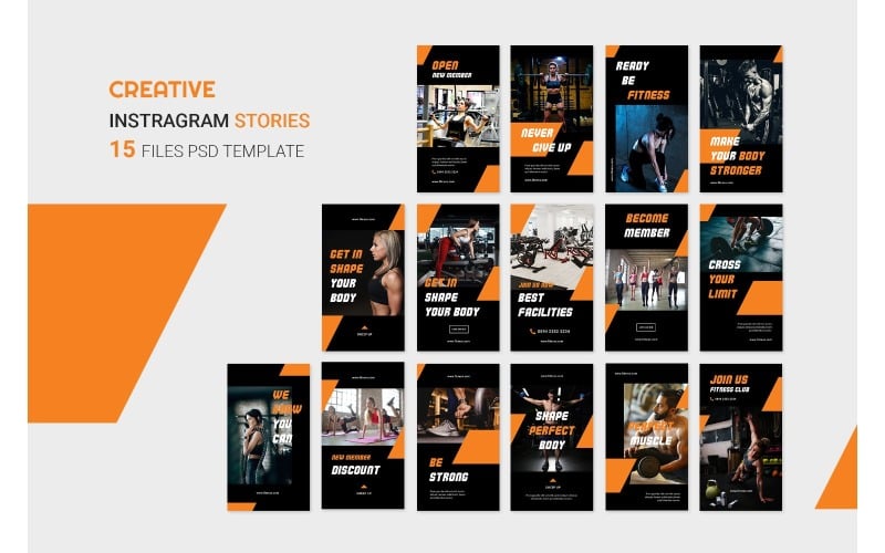 Download Шаблон для соцсетей "Instagram Template Gym for Social Media" / Instagram Template Gym for Social Media - Шаблон для соцсетей на тему графика adobe photoshop,brand,casual,instagram,lifestyle,online,platform,posts,potraits,shop,social media,stories,template,trendy