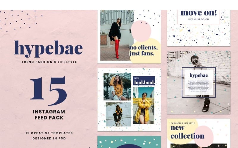 Download Шаблон для соцсетей "Instagram Template Hypebae for Social Media" / Instagram Template Hypebae for Social Media - Шаблон для соцсетей на тему графика adobe photoshop,brand,casual,instagram,lifestyle,online,platform,posts,potraits,shop,social media,stories,template,trendy